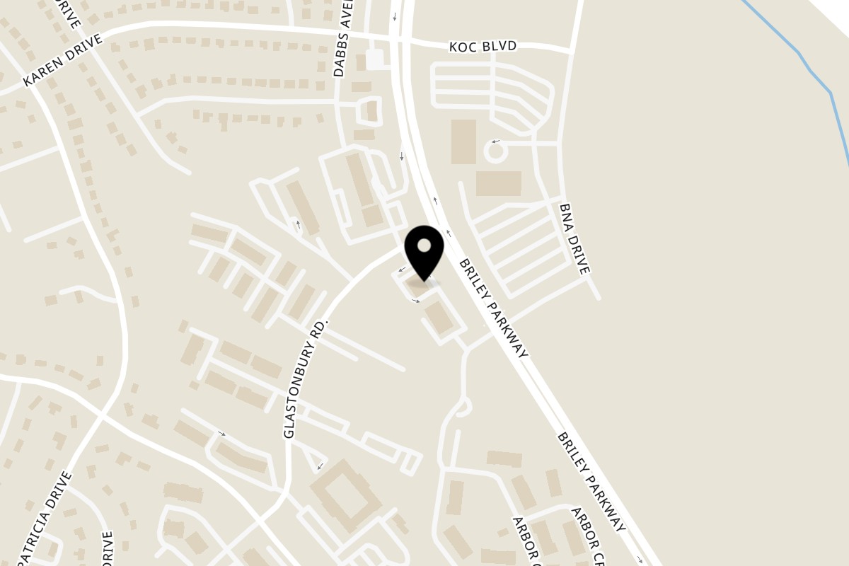 Map showing the location of Tha Caddy Shack on 845 Briley Pkwy in Nashville